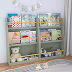 Étagère à Livres pour Enfants à 3 Niveaux, Range-Livres pour Enfants, Aide à Garder les Chambres, les Salles de Jeux et les Salles de Classe Organisées, Sauge