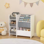 Bibliothèque et organiseur de jouets pour enfants, étagère à livres multifonctionnelle à 4 niveaux pour enfants avec 3 tiroirs en tissu pliables
