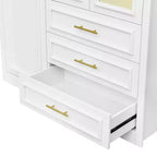 Armoire penderie 3 portes avec LED et 3 tiroirs - Blanc