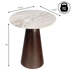 Table d'appoint ronde minimaliste rustique en marbre/bois