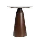 Table d'appoint ronde minimaliste rustique en marbre/bois