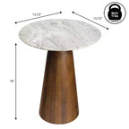 Table d'appoint ronde minimaliste rustique en marbre/bois