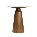 Table d'appoint ronde minimaliste rustique en marbre/bois
