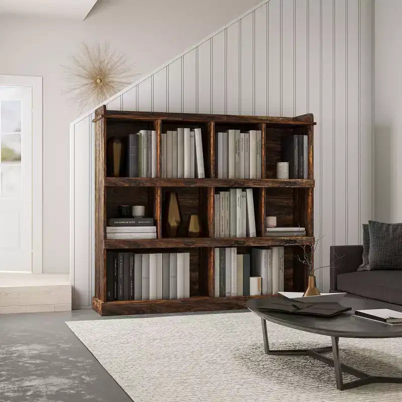 Étagère à Livres, Bibliothèque à 3 Niveaux avec Étagères Ouvertes, Organisateur de Rangement à 10 Cubes, Étagère à Livres Autoportante pour Chambre, Salon, Bureau