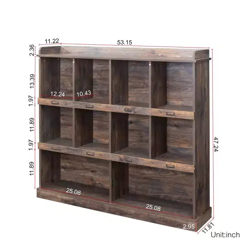 Étagère à Livres, Bibliothèque à 3 Niveaux avec Étagères Ouvertes, Organisateur de Rangement à 10 Cubes, Étagère à Livres Autoportante pour Chambre, Salon, Bureau