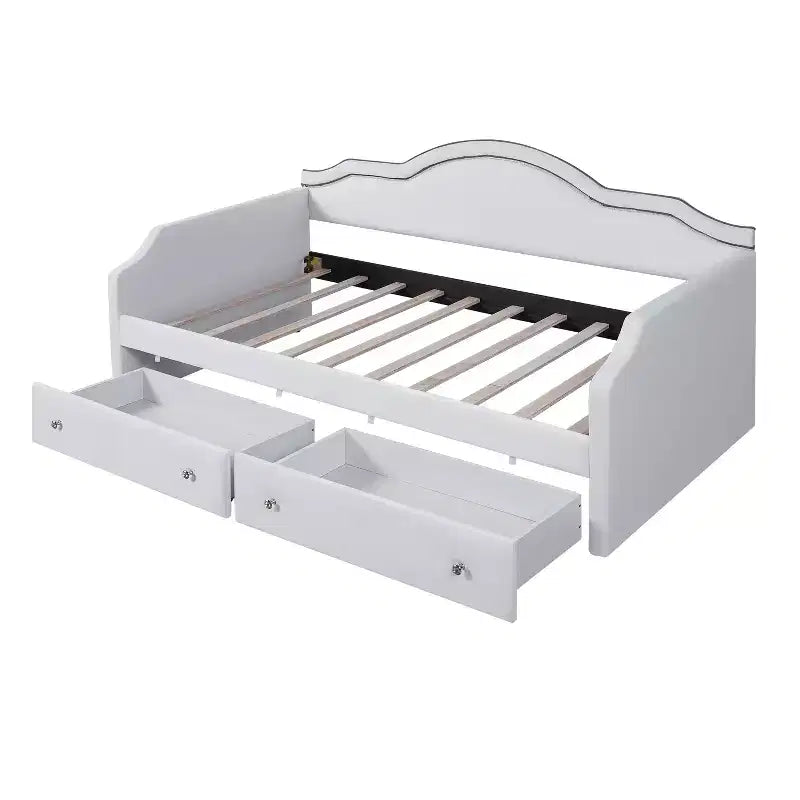 Lit de repos en velours jumeau/double avec bande lumineuse contrôlée par application et 2 tiroirs