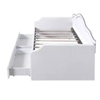 Lit de repos en velours jumeau/double avec bande lumineuse contrôlée par application et 2 tiroirs
