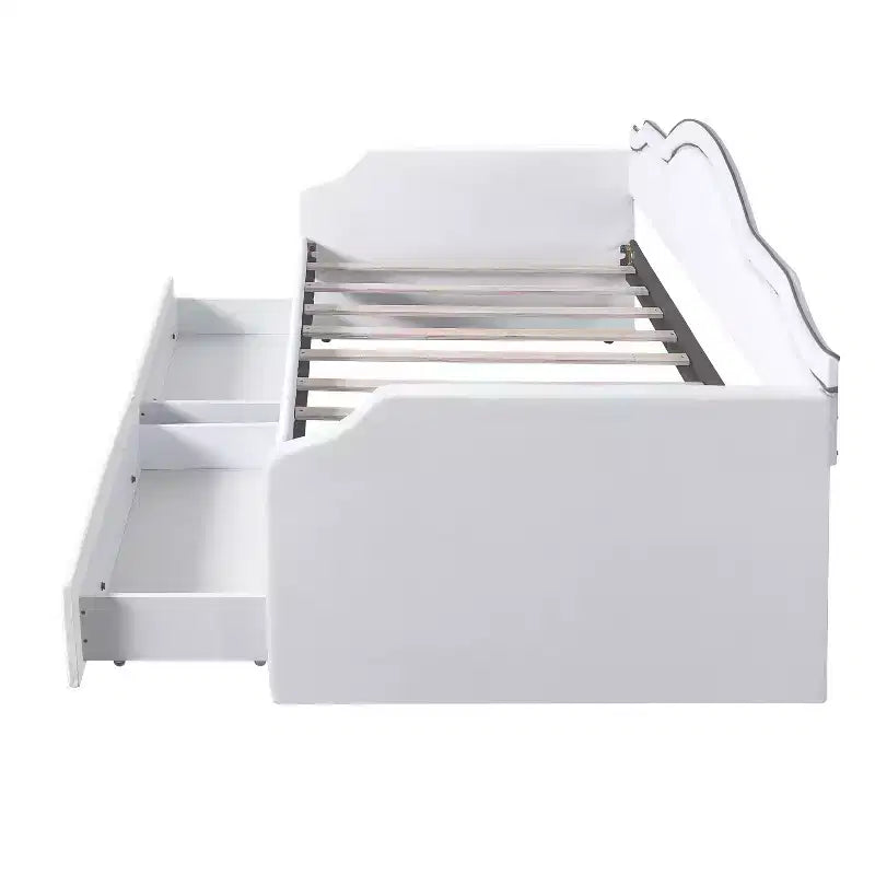 Lit de repos en velours jumeau/double avec bande lumineuse contrôlée par application et 2 tiroirs