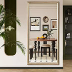 Miroir pleine longueur sur pied ou mural avec cadre en bois, 32*70