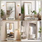 Miroir pleine longueur sur pied ou mural avec cadre en bois, 32*70