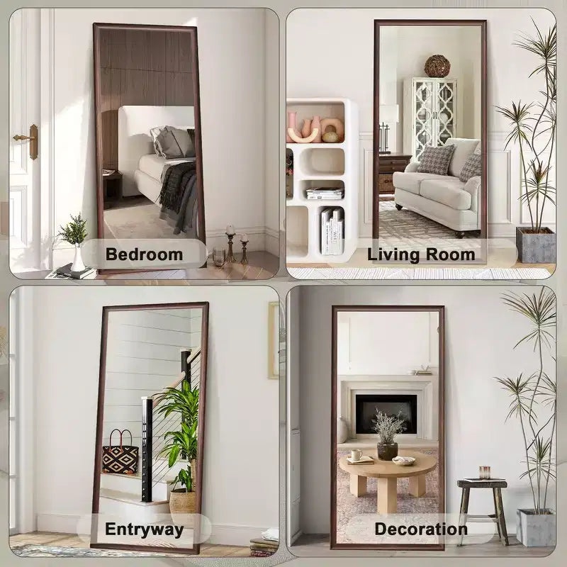 Miroir pleine longueur sur pied ou mural avec cadre en bois, 32*70