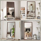 Miroir pleine longueur sur pied ou mural avec cadre en bois, 32*70