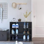 Okak Shoe Cabinet with Three Glass Doors, Shoe Storage with Metal Handle, Shoe Cabinet Storage for Entryway, Living Room