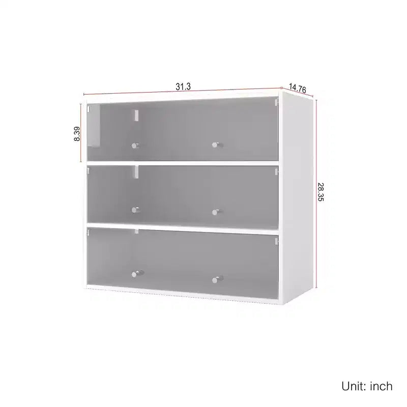Meuble à chaussures avec trois portes vitrées, Rangement pour chaussures avec poignée en métal, Meuble de rangement pour chaussures pour l'entrée, le salon
