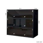 Meuble à chaussures avec trois portes vitrées, Rangement pour chaussures avec poignée en métal, Meuble de rangement pour chaussures pour l'entrée, le salon