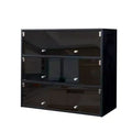 Meuble à chaussures avec trois portes vitrées, Rangement pour chaussures avec poignée en métal, Meuble de rangement pour chaussures pour l'entrée, le salon