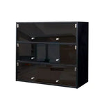 Meuble à chaussures avec trois portes vitrées, Rangement pour chaussures avec poignée en métal, Meuble de rangement pour chaussures pour l'entrée, le salon