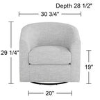 Fauteuil pivotant en tissu gris, 30 3/4 po de large, modèle Barrel