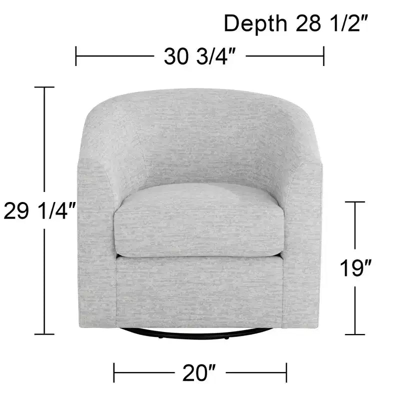 Fauteuil pivotant en tissu gris, 30 3/4 po de large, modèle Barrel